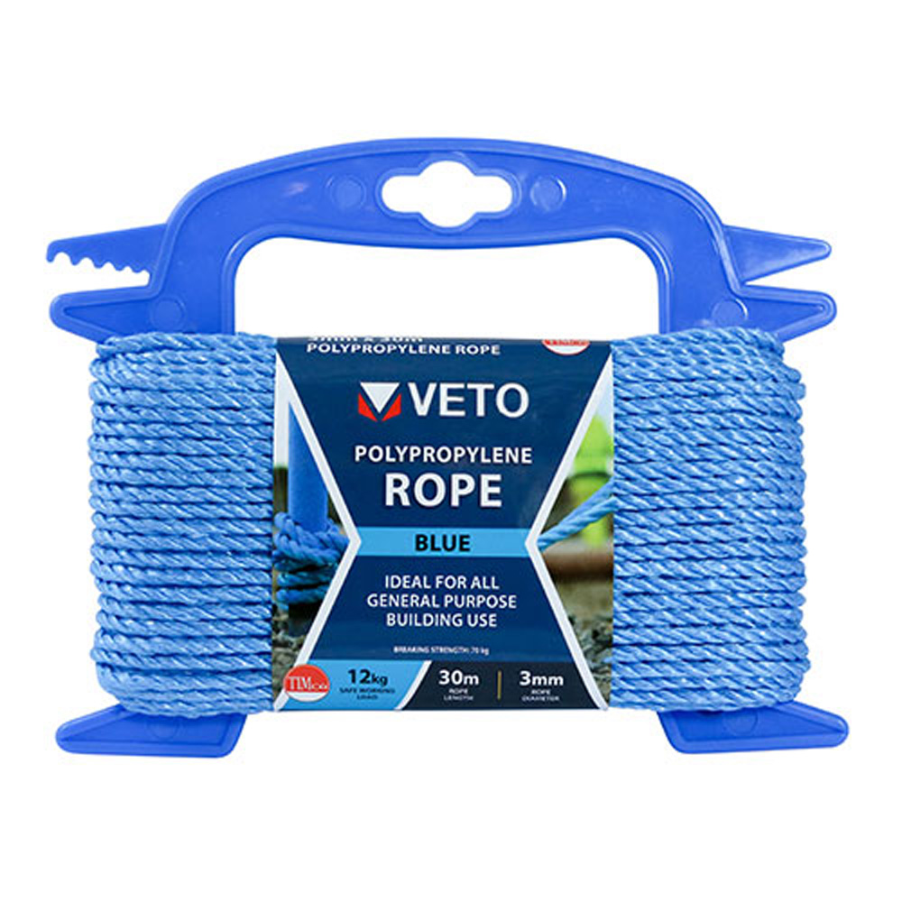 TIMCO Polypropylene Rope Winder - Blue (3mm x 30m)